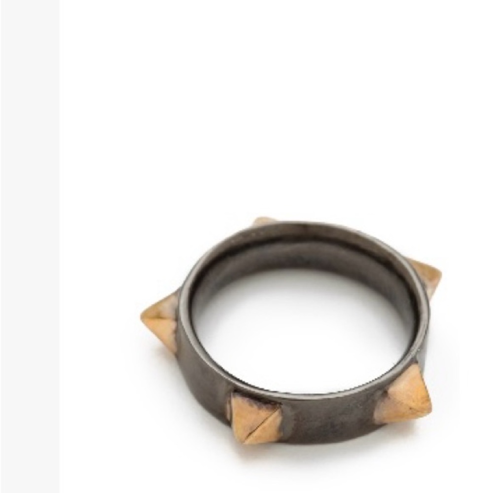 Tom Binns Edgy Black and Gold Spiked Ring size 7